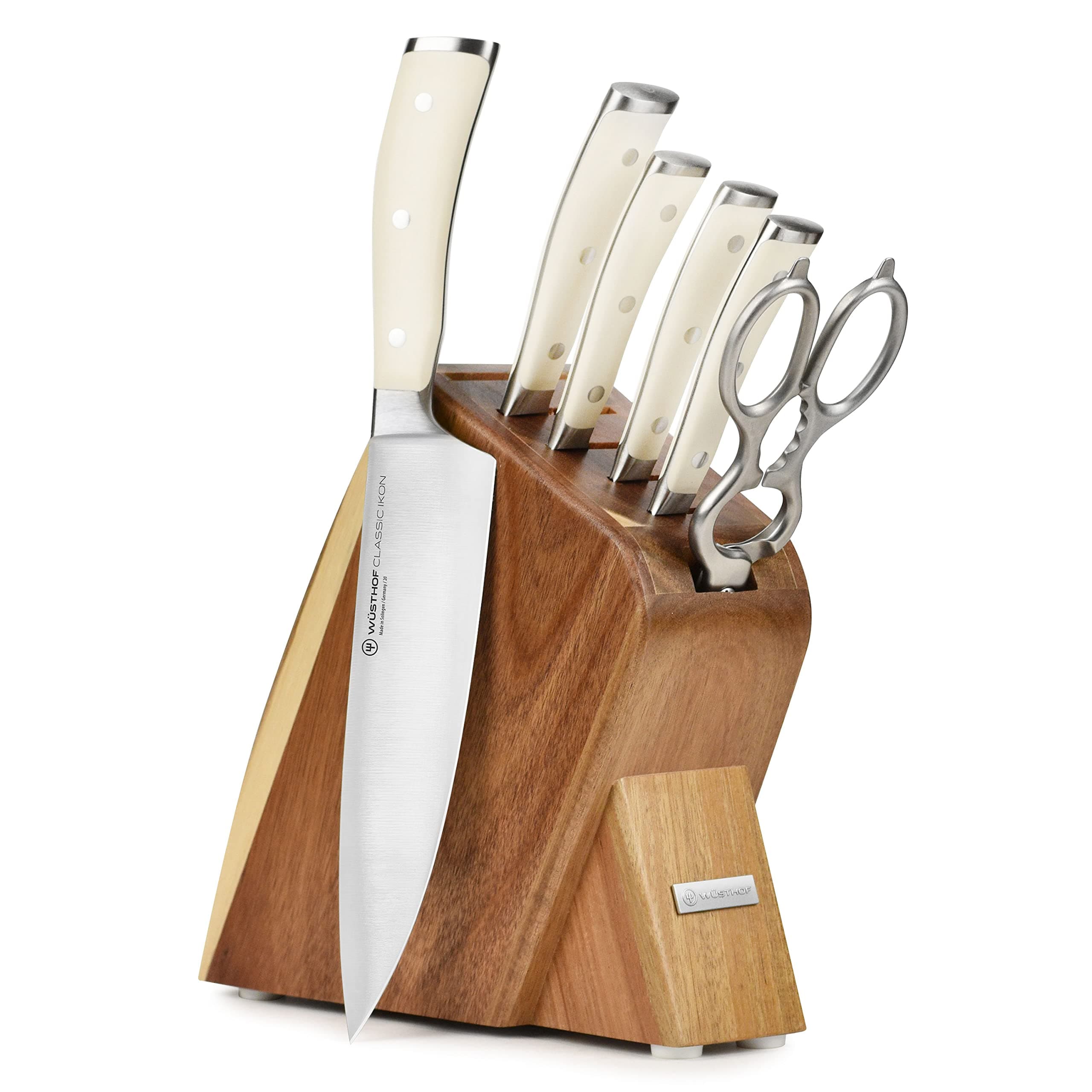 Wüsthof Classic Ikon Creme Juego 7 piezas Slim con Bloque (Acacia)