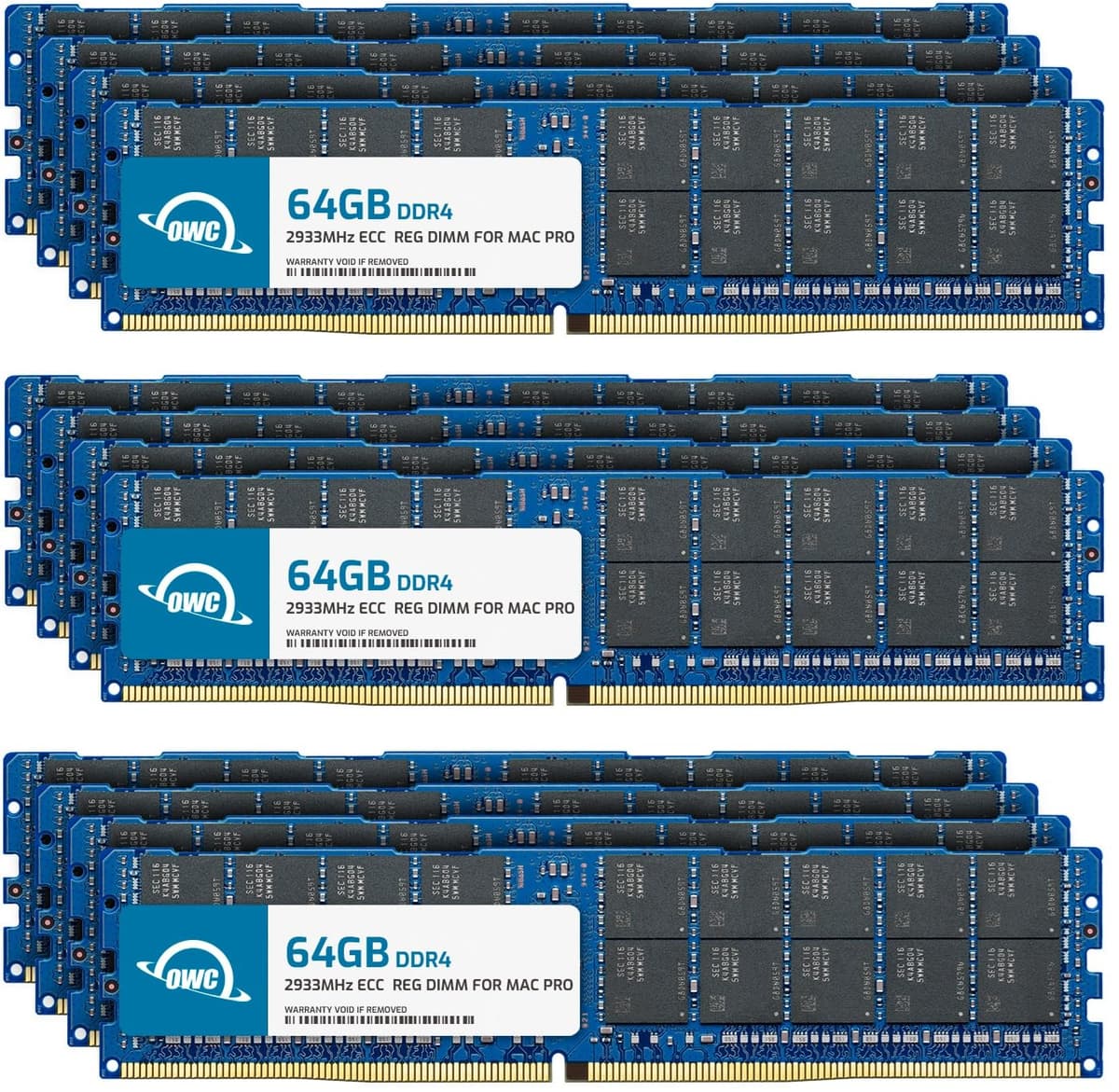 OWC 768GB (12×64GB) DDR4 ECC Registered 2933MHz CL21 para Mac Pro 2019 OWC2933R6M768