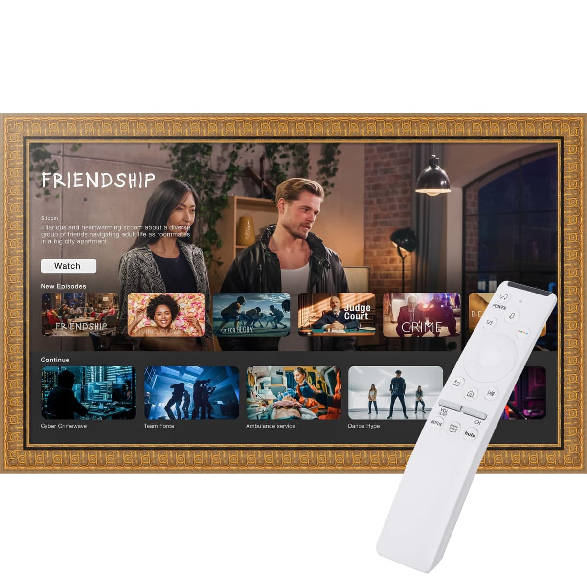 ArtToFrames Marco Imperial Loop Dorado para Samsung Frame TV 85" (Bezel 4.13"), Ajuste Compatible 2021-2025 WOMTV-B-4040-42.73x74.97_ST