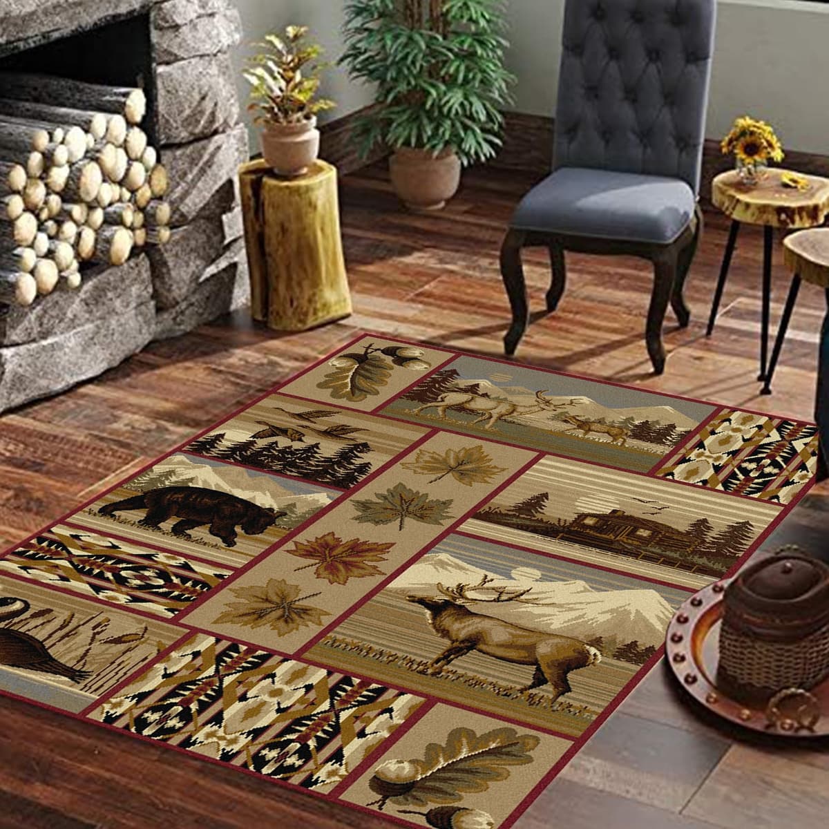 Alfombra Mothy HR-Cabin con patrón geométrico moderno 9x12ft