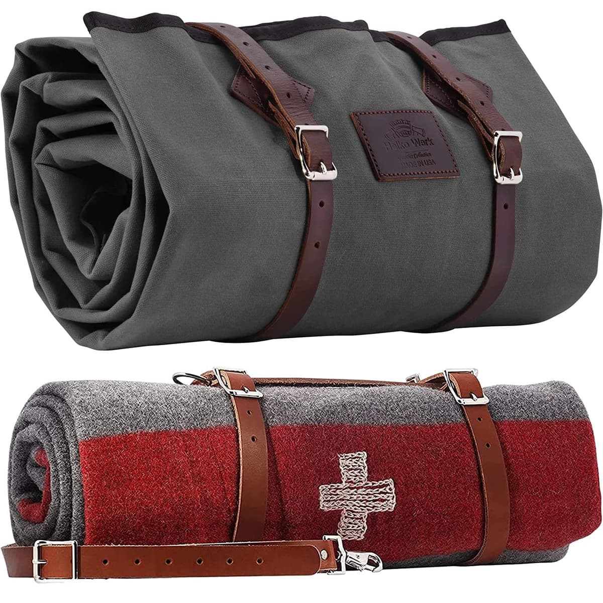 1844 Helko Werk Germany Bedroll de lona encerada con manta tipo Swiss Army HNAF9091