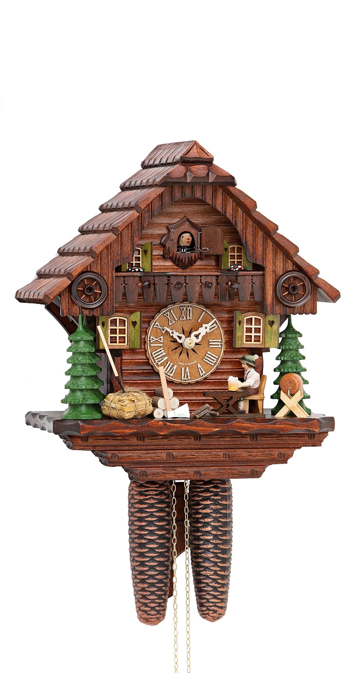 Hekas Reloj cucú estilo Casa de la Selva Negra con bebedor de cerveza móvil KA 879