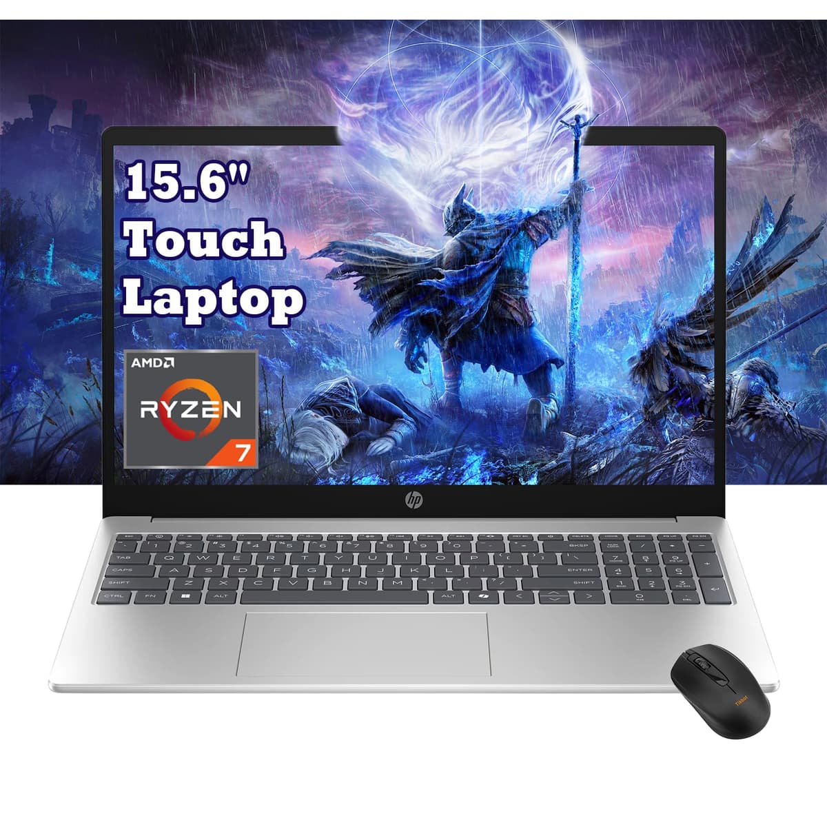HP Pavilion 15.6" FHD táctil para negocios, AMD Ryzen 7 7730U, 32GB RAM, SSD PCIe 1TB, teclado numérico, cámara web, Wi-Fi 6, HDMI, Windows 11, con mouse HP Laptop