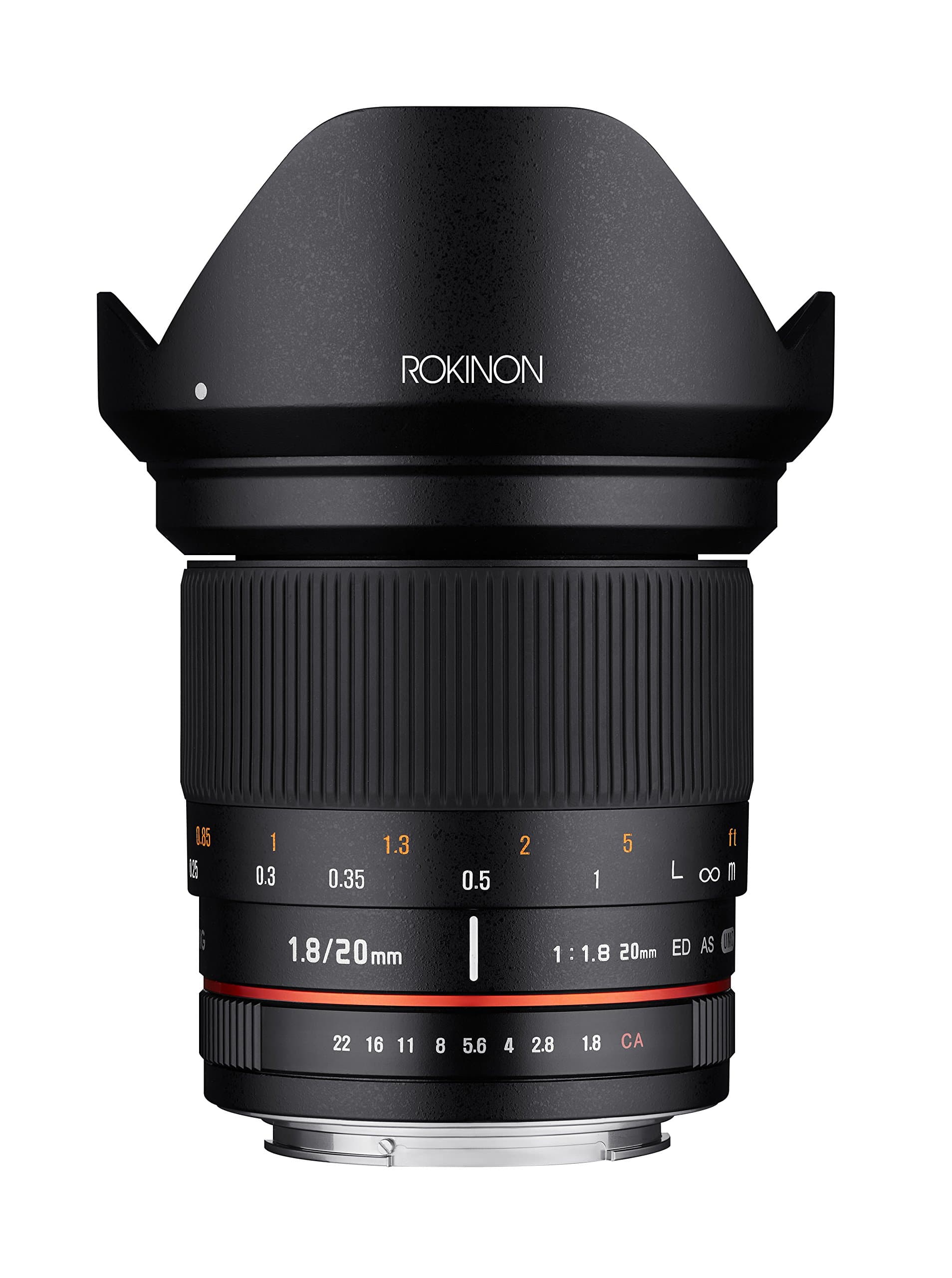 Rokinon 20 mm f/1.8 AS ED UMC Gran Angular con chip AE integrado para Nikon RK20MAF-N