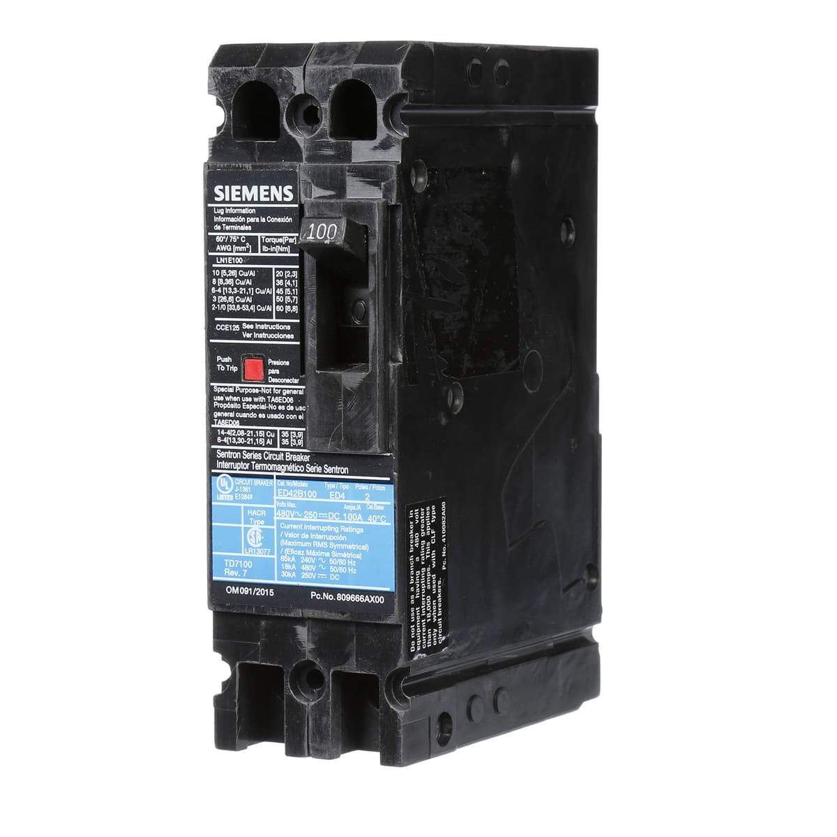 Siemens ED42B100 Breaker ED4 2 polos 100 A