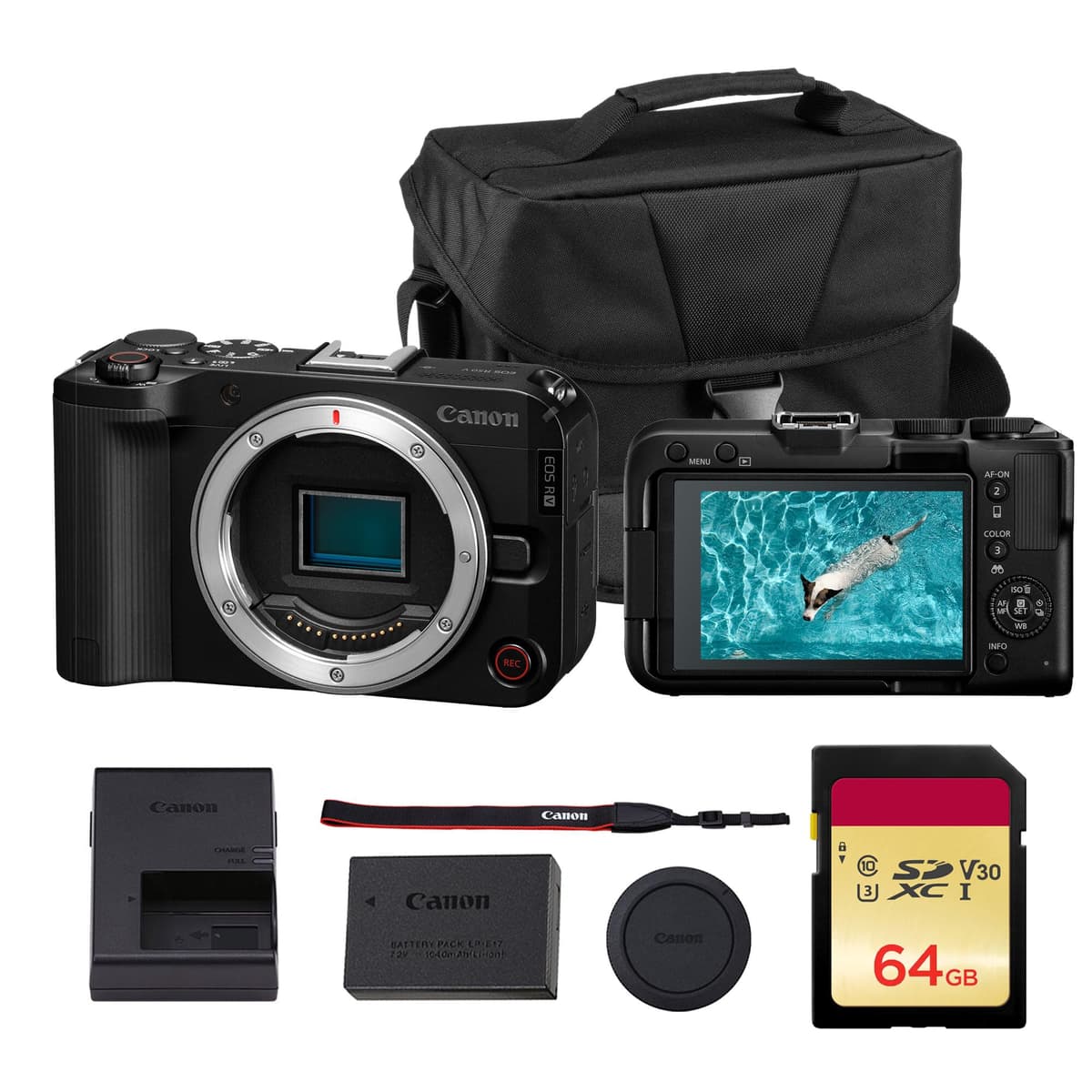 Canon EOS R50 V Cámara Mirrorless | Potente y Compacta para Vlogging, Streaming y Creatividad Diaria (6895C002) + Bolso de Hombro + Tarjeta de Memoria 64GB 6895C002_EDIPC_1