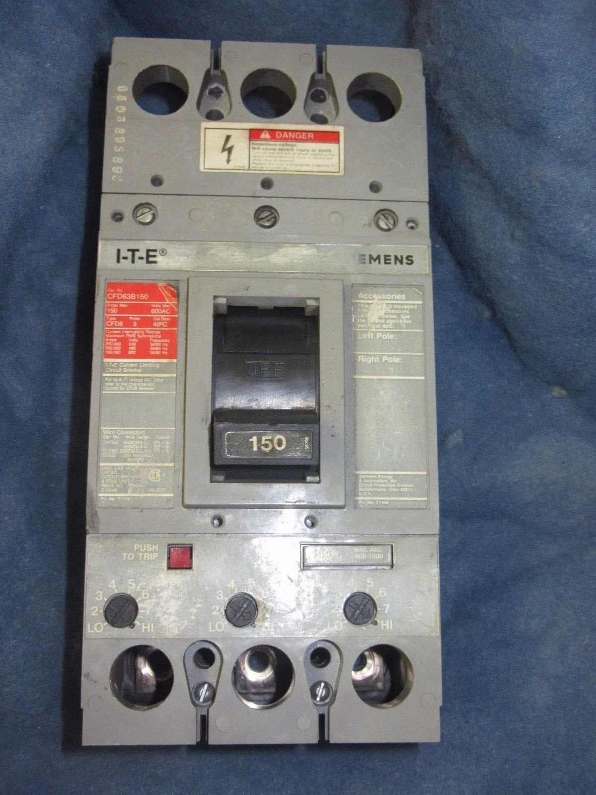 ITE Siemens CFD6 interruptor automático 3 polos 150 A 600 V