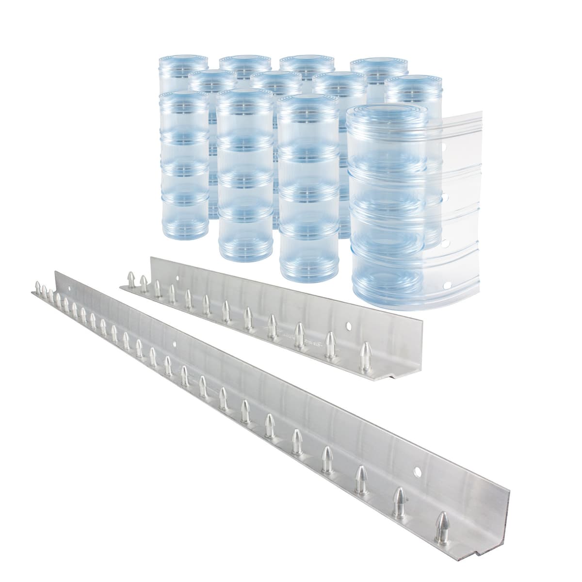 Aleco 440816 Kit Cortina de Tiras Vinyl Clear-Flex 6' x 7' con Montaje de Aluminio