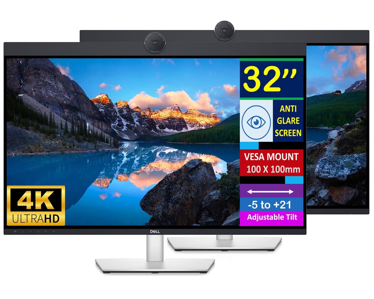 Dell UltraSharp U3223QZ Monitor 32" 4K UHD IPS con cámara, altavoces y múltiples puertos (Pack de 2)