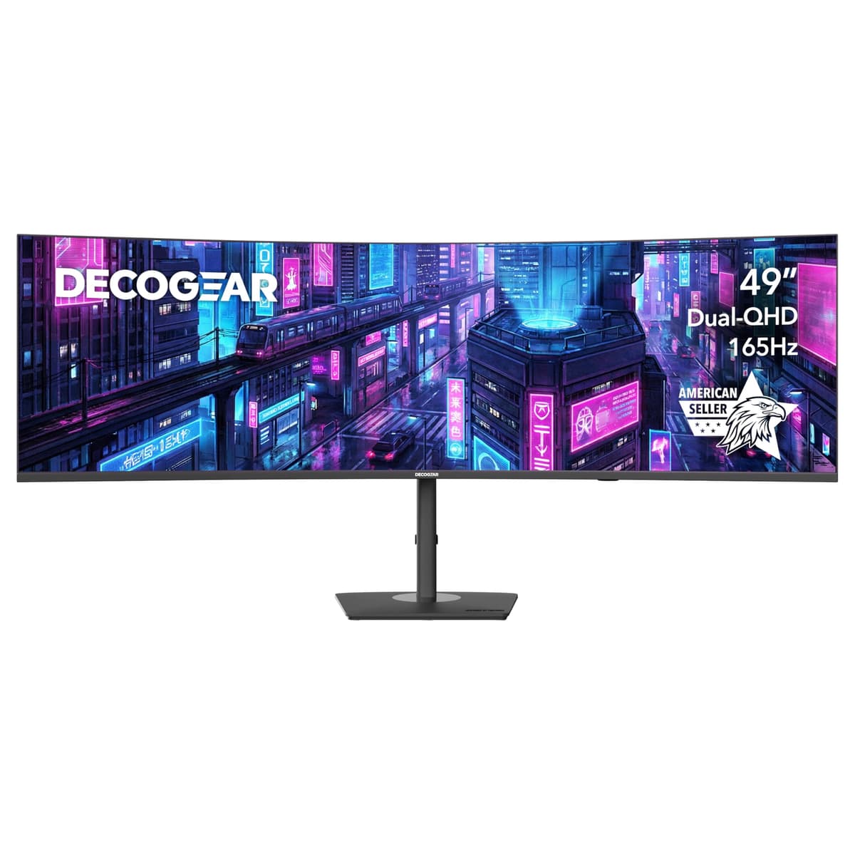 Monitor Curvo Ultrawide Deco Gear 49" DQHD 5120×1440 165Hz 1500R, USB-C 65W KVM, HDR Adaptive Sync, HDMI 2.1 Dual, DP 1.4, Parlantes, Ergonómico, Vendedor en EE. UU. EVOLUTION495K