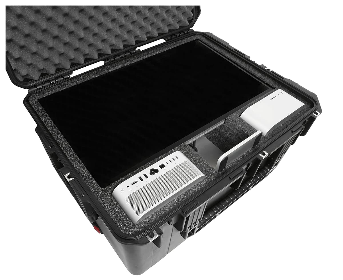 Funda Case Club para Mac Studio Display. Resistente, Aprobada por Aerolíneas, Enviable - También Compatible con Mac Studio, Mac Mini o Mac Mini M4, Teclado y Accesorios - Con Ruedas, Con Cerradura, Impermeable, Maletín Rígido CC2620133ISKMACSTUD