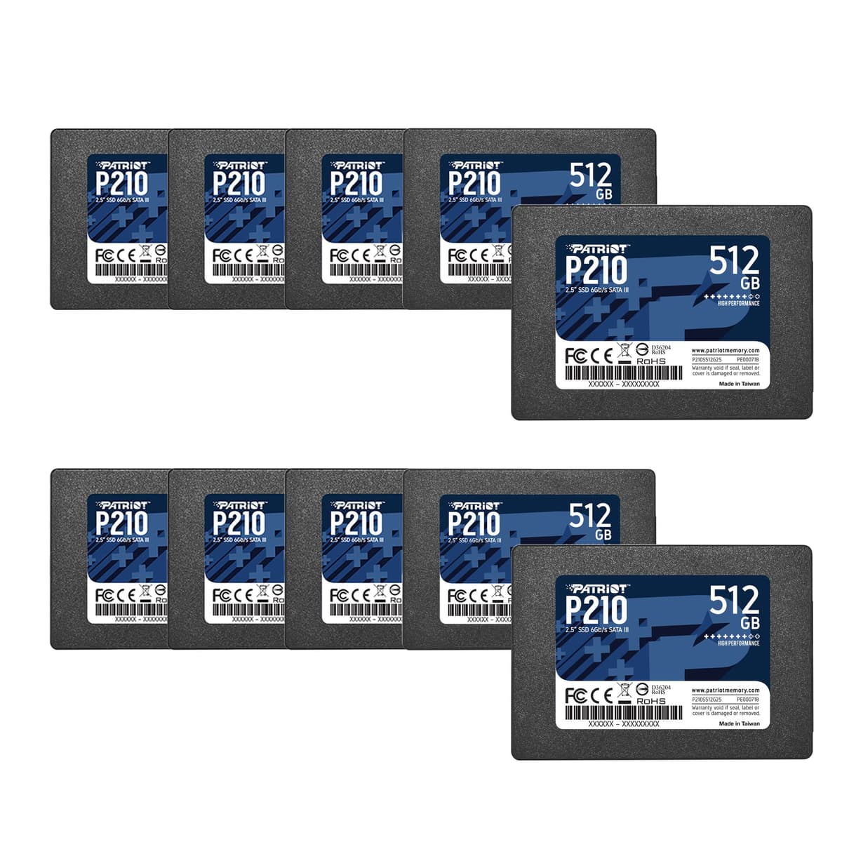 Patriot P210 SSD SATA III 512GB 2.5" - Pack de 10 P210S512G2510