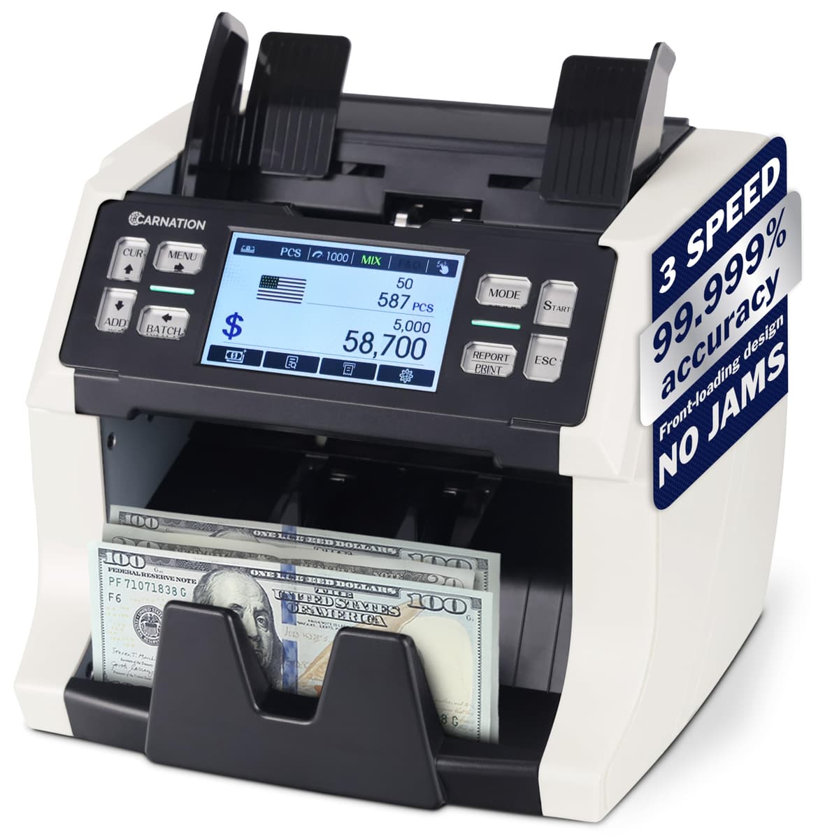 Carnation CN6 - Contadora de Billetes Mixtos con Detección UV/MG/IR y Registro de Serie 1