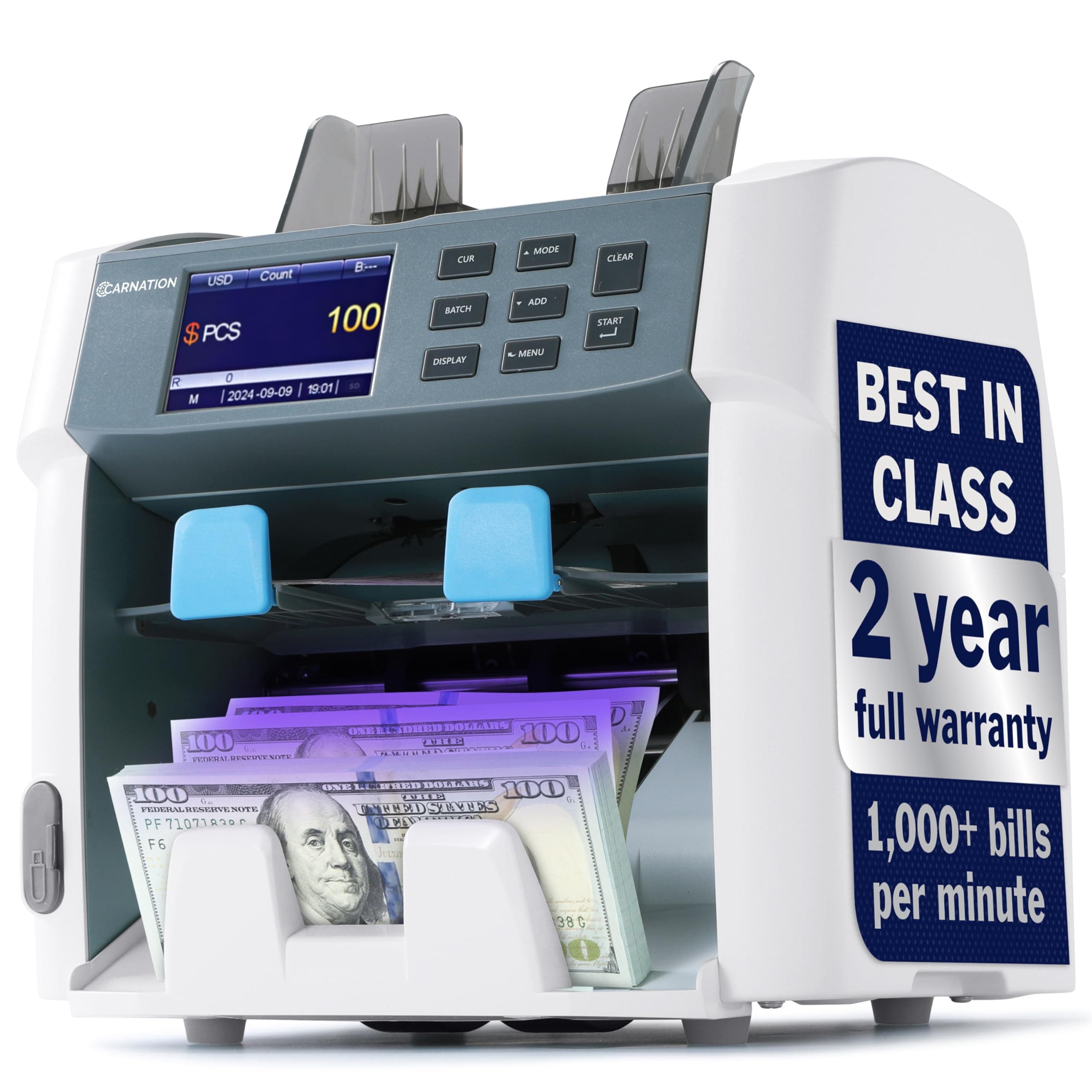 CARNATION CR1450 Multi-Currency Bill Counter y Sorter con Detección de Falsos
