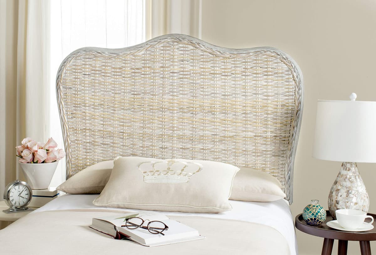Safavieh Imelda Respaldo de cama king en rattan blanco lavado SEA8027B-K