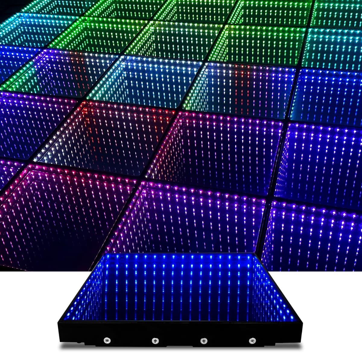 MKORMK Piso LED 3D con Vidrio Templado y Flight Case - 20x20 ft, RGB Cambio de Color, Antideslizante para Boda/Fiesta/Club SYD-0408