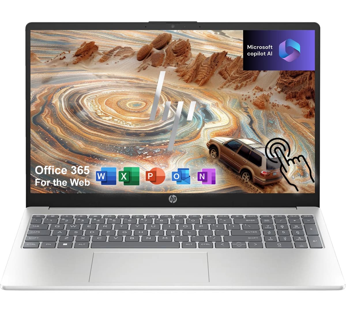HP Notebook táctil de 15.6 pulgadas | Intel Core i5-1235U, CPU de 10 núcleos (hasta 4.4 GHz) | 32 GB RAM, 1 TB SSD | Windows 11 | Plateado natural | Carga rápida | WiFi 6E | Office 365 para la web de por vida 0005I5