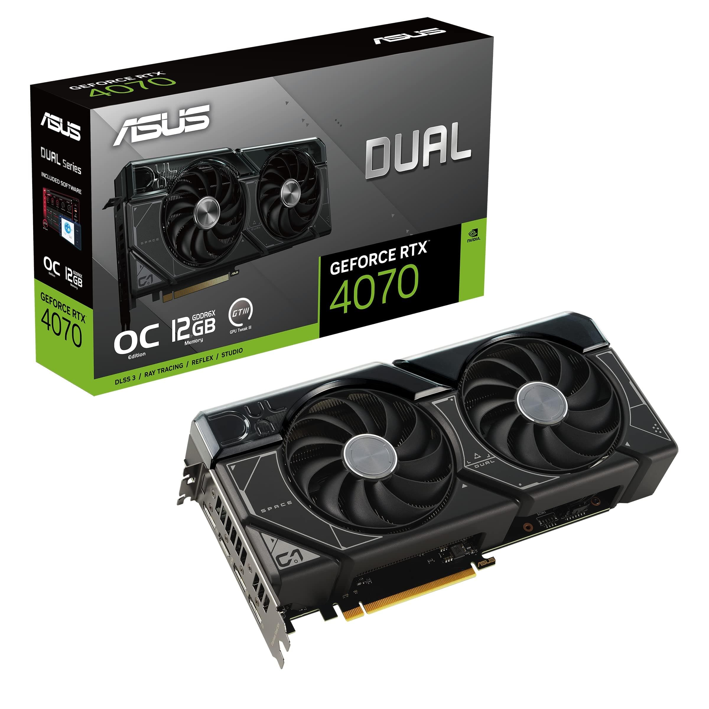 ASUS Dual GeForce RTX 4070 OC 12GB GDDR6X - Diseño compacto, IP5X DUAL-RTX4070-O12G