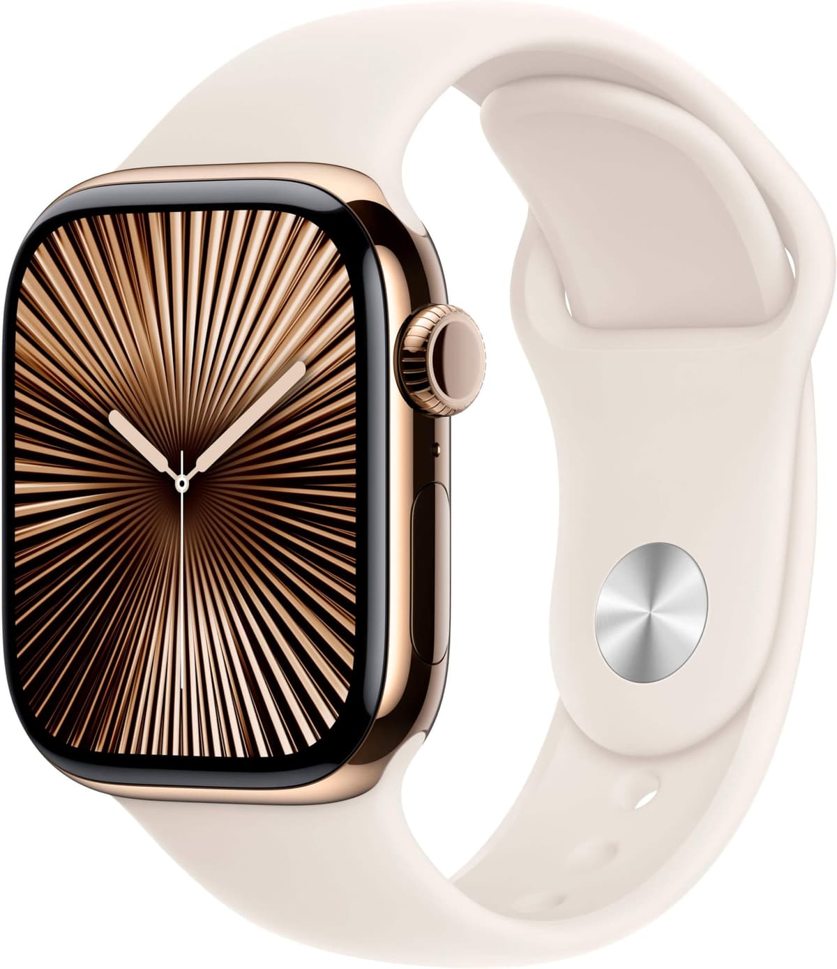 Apple Watch Series 10 [GPS + Cellular, 46 mm] - Caja de Titanio Dorado con Correa Deportiva Starlight, S/M (Reacondicionado) ‎MWYY3LW/A
