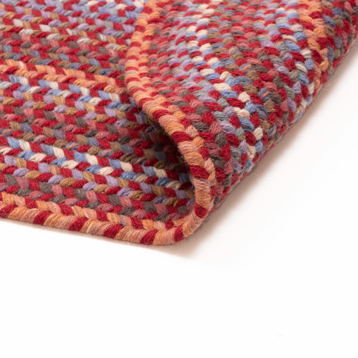 Super Area Rugs Alfombra trenzada de lana Premium - Reversible - Red Mix Oval 6' x 9' Tribeca