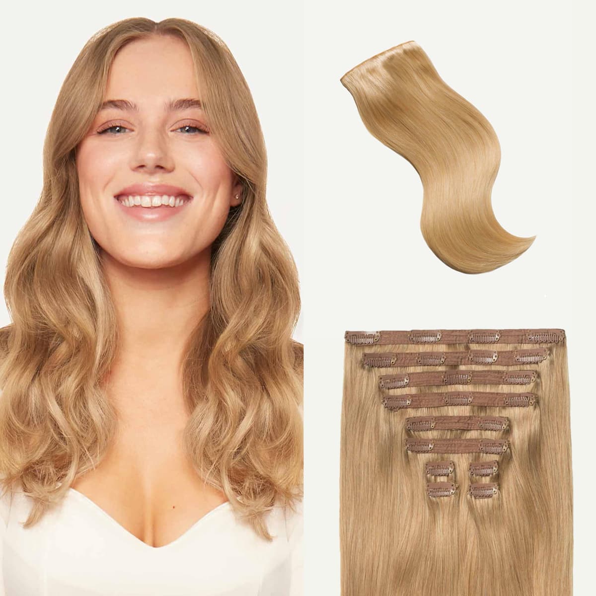 Luxy Classic Clip-In 24" 240g Dirty Blonde - 100% Remy Human Hair, 10 piezas