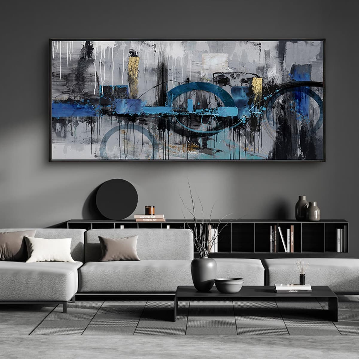 KLAKLA Arte de pared extragrande abstracto - Lienzo enmarcado 86x39 pulgadas