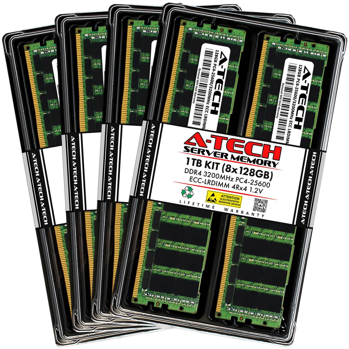 A-Tech 1TB (8x128GB) DDR4 3200MHz PC4-25600 ECC LRDIMM 4Rx4 288-Pin AT128G8D4D3200LQ4N12V