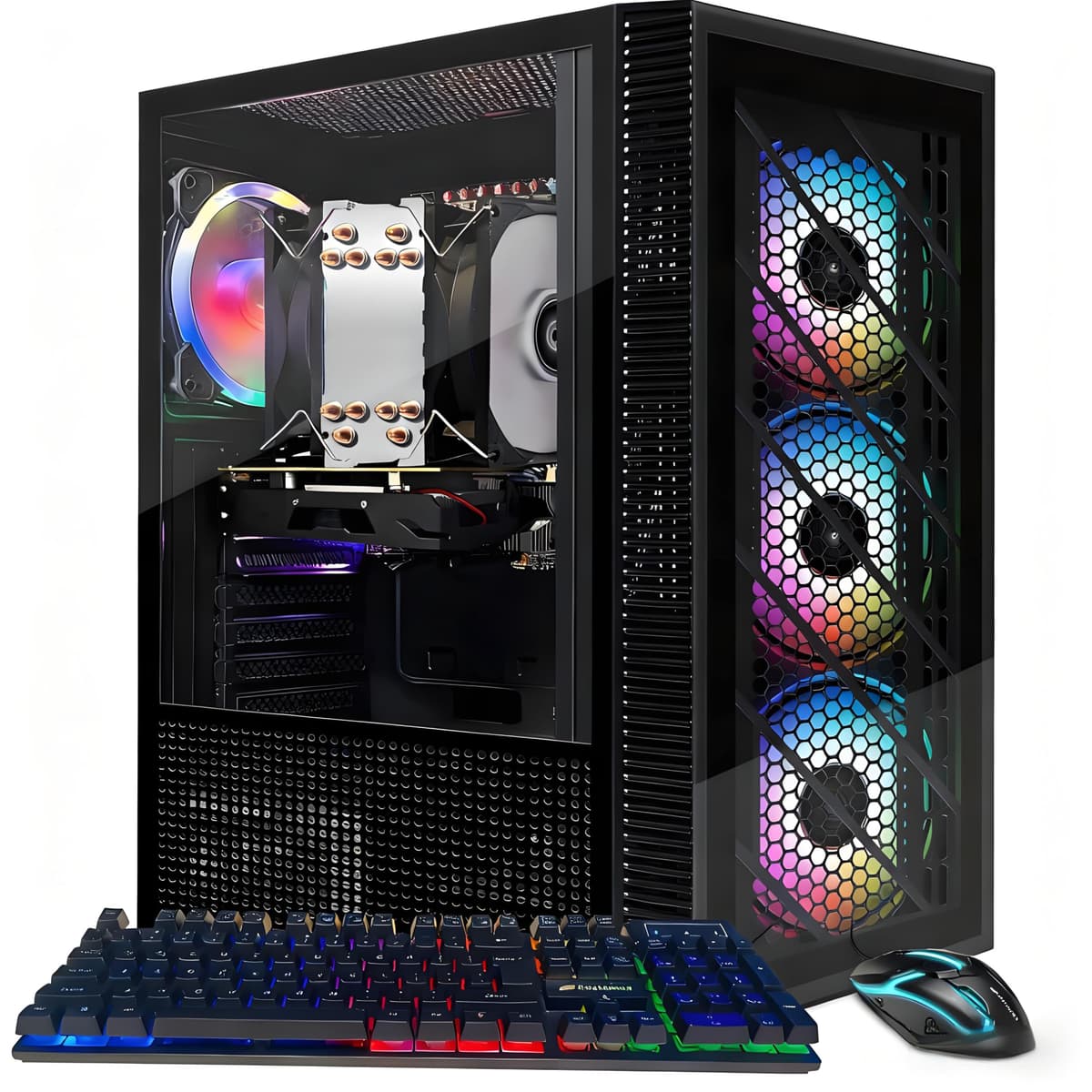 PC de Escritorio STGAubron Gaming, Intel i7 Xeon E5, Radeon RX 550 4GB, 16GB DDR4, SSD 512GB, WiFi, BT 5.0, Ventiladores RGB x4, Windows 11 Home ABR0124