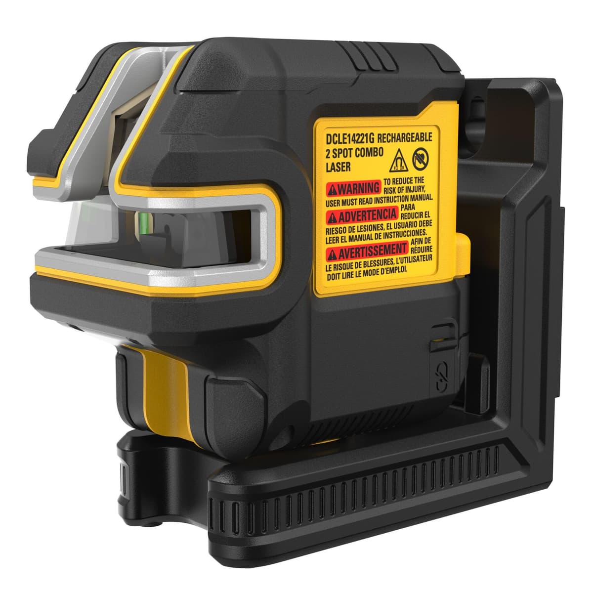 DEWALT Nivel Láser Verde Cruz y 2 Puntos Recargable USB-C con Control Remoto, Alcance hasta 150 ft (DCLE14221G)