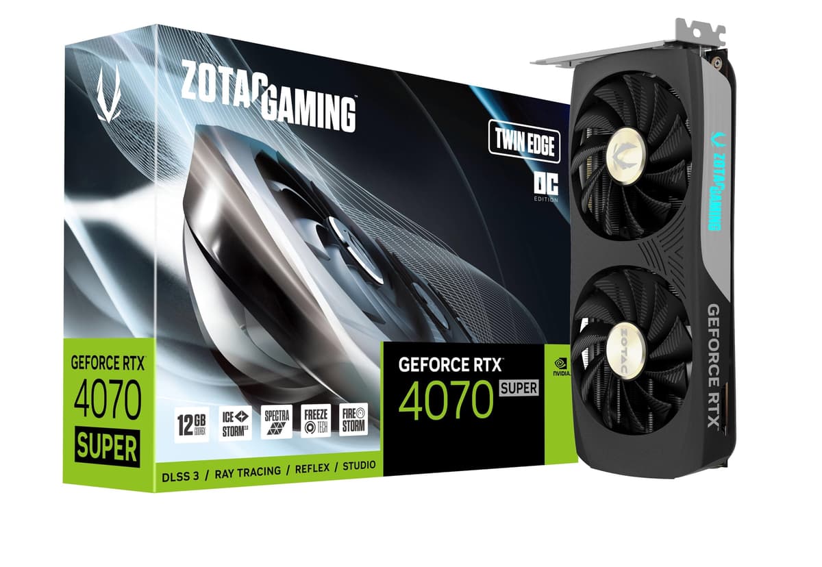 ZOTAC Gaming GeForce RTX 4070 Super Twin Edge OC 12GB - Compact, RGB, IceStorm 2.0 ZT-D40720H-10M