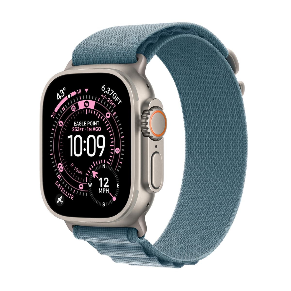 Apple Watch Ultra 3 [GPS + Celular 49 mm] Reloj inteligente para correr y multisport con caja de titanio resistente y loop alpino azul claro - Comunicaciones satelitales, seguimiento avanzado de salud y estado físico MEWP4LW/A