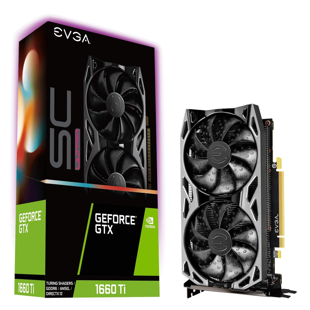 EVGA 06G-P4-1667-KR GeForce GTX 1660 Ti SC Ultra Gaming, 6GB GDDR6, Doble ventilador