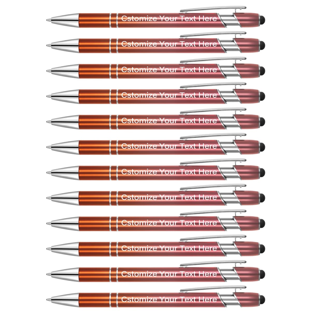 Kingluu Pack personalizado hasta 500 lapiceras con stylus - Pink-Orange YZBDZ0003