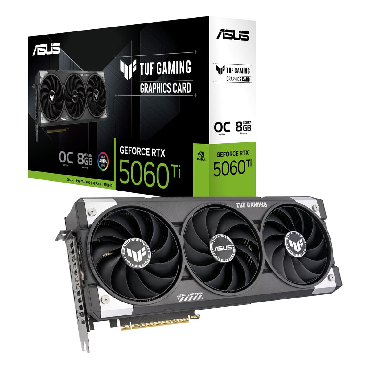 ASUS TUF Gaming GeForce RTX 5060 Ti 8GB GDDR7 Edición OC Tarjeta Gráfica para Juegos (PCIe 5.0, HDMI/DP 2.1, 3.1 ranuras, Componentes de grado militar, Recubrimiento protector de PCB, Ventiladores axial-tech) TUF-RTX5060TI-O8G-GAMING