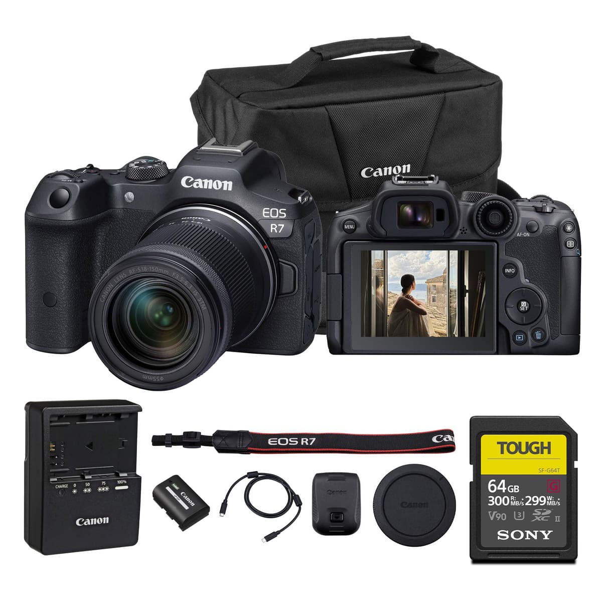 Canon EOS R7 con RF-S 18-150mm | Rendimiento Rápido y Versátil para Creadores (5137C009) + 64GB + Bolso 5137C009_EDIPC_1