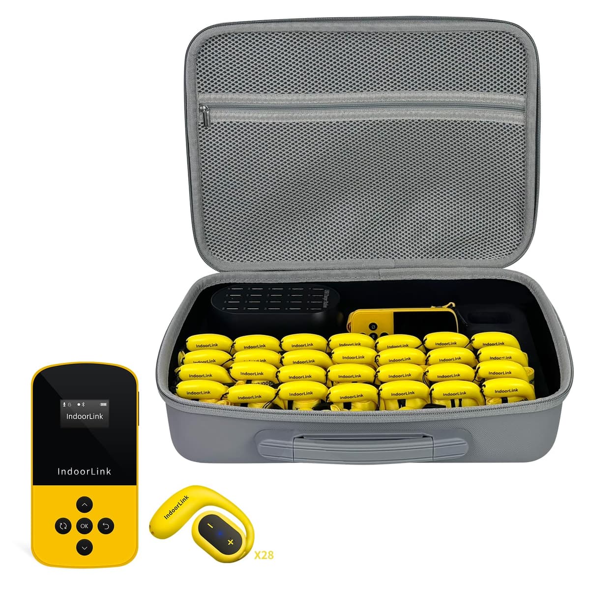 IndoorLink Sistema de Guía Turística Inalámbrico de Mano 1 Transmisor + 28 Receptores (E211+E106)
