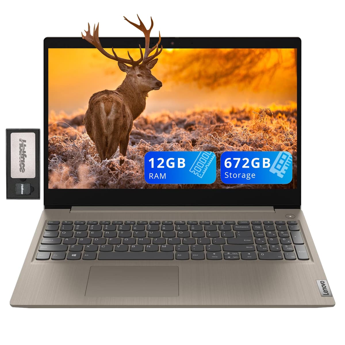 Lenovo Ideapad 3i 15.6" Pantalla FHD, Intel i3-1115G4, 12GB RAM, 672GB Almacenamiento (512GB SSD PCIe + Estación de Acoplamiento 160GB), Intel UHD Graphics, Teclado Numérico, Webcam, Wi-Fi, Windows 11, Almond