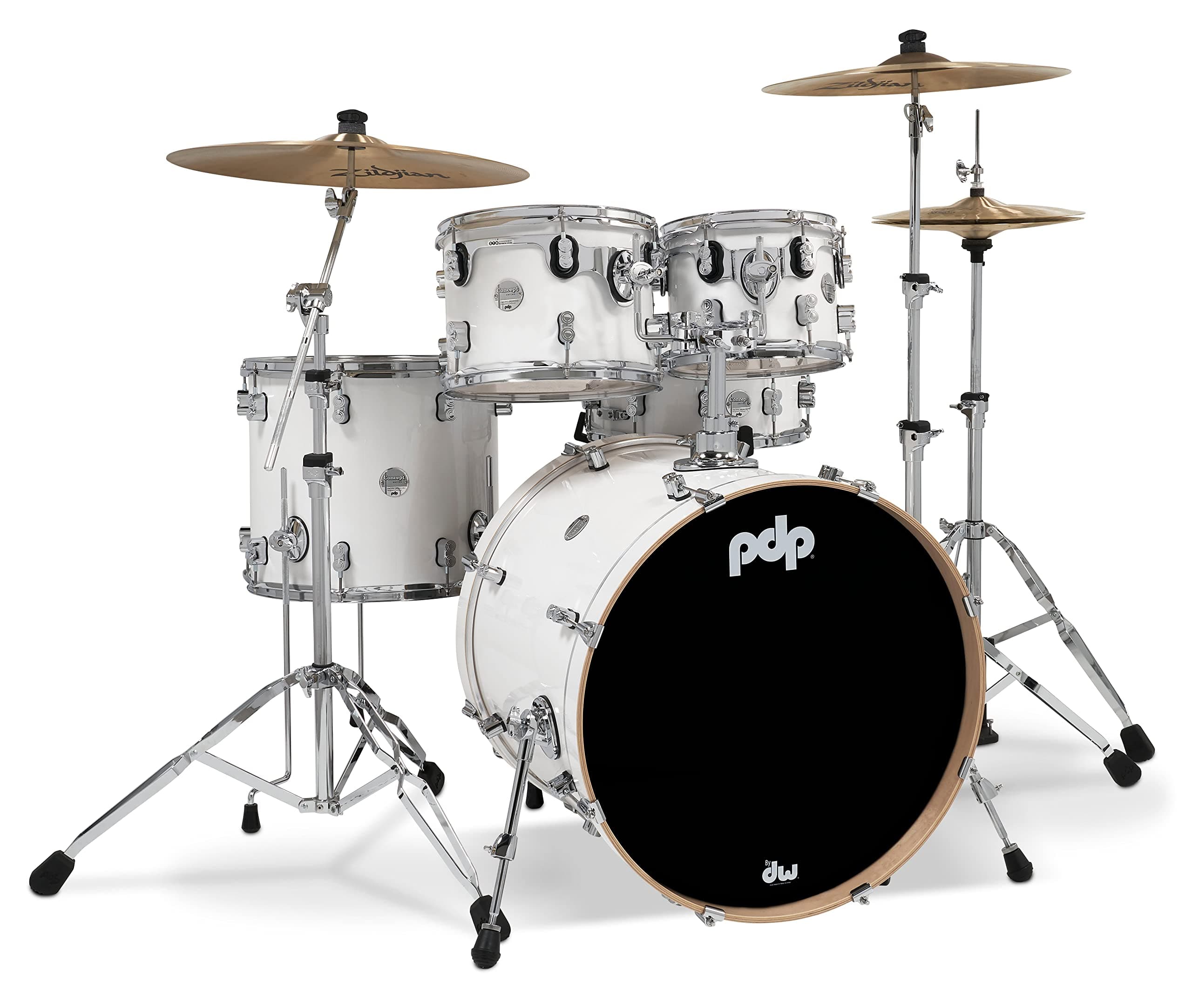 Pacific Drums PDP By DW Concept Maple 5-Piece Shell Pack Blanco Perlado con Herrajes Cromados PDCM2215PW