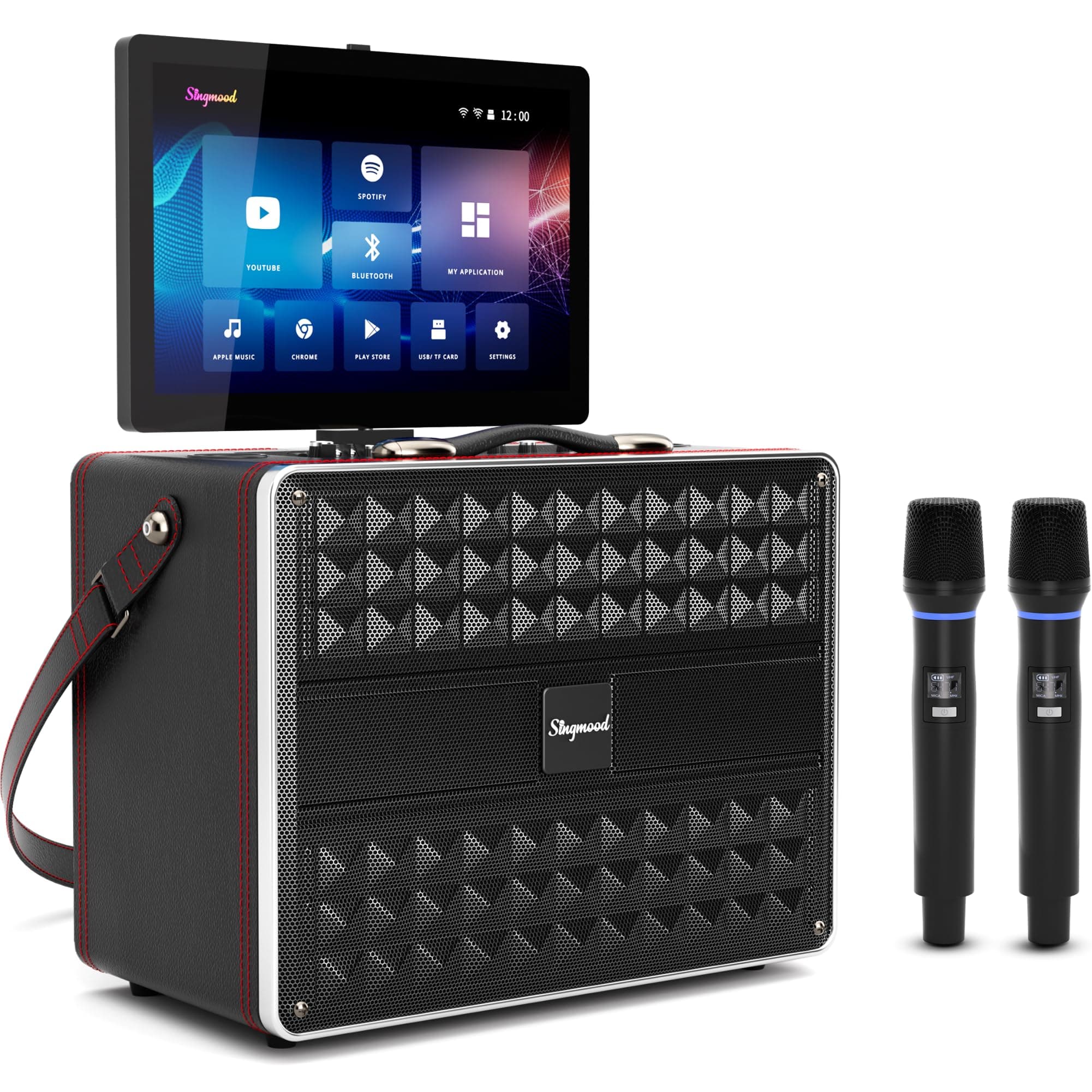 Karaoke portátil SINGMOOD S-68 con pantalla táctil 16" y 2 micrófonos inalámbricos