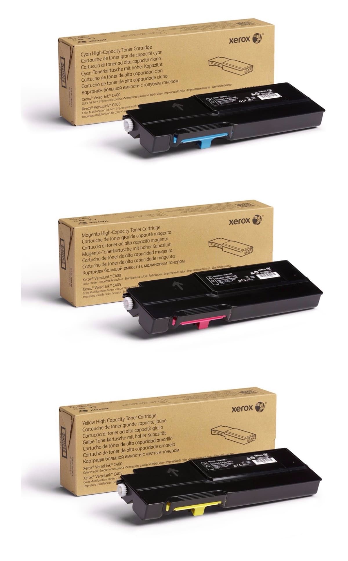 Pack multicolor tóner Xerox VersaLink C400/C405 (Cyan/Magenta/Yellow) alta capacidad - BND00637 - 4800 páginas