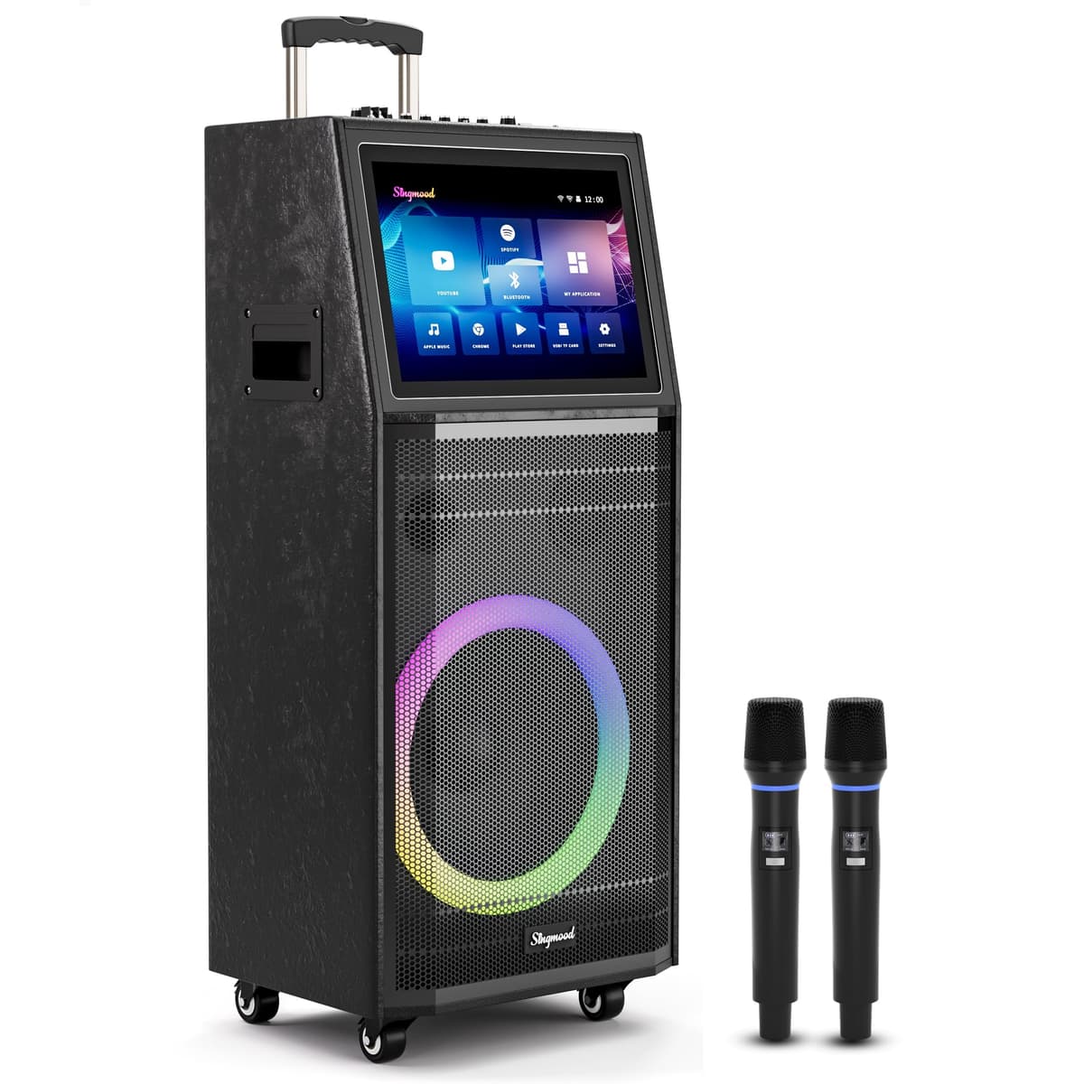 Karaoke portátil SINGMOOD S100 con tablet 14.1" y 2 micrófonos UHF - 1000W Peak S-200