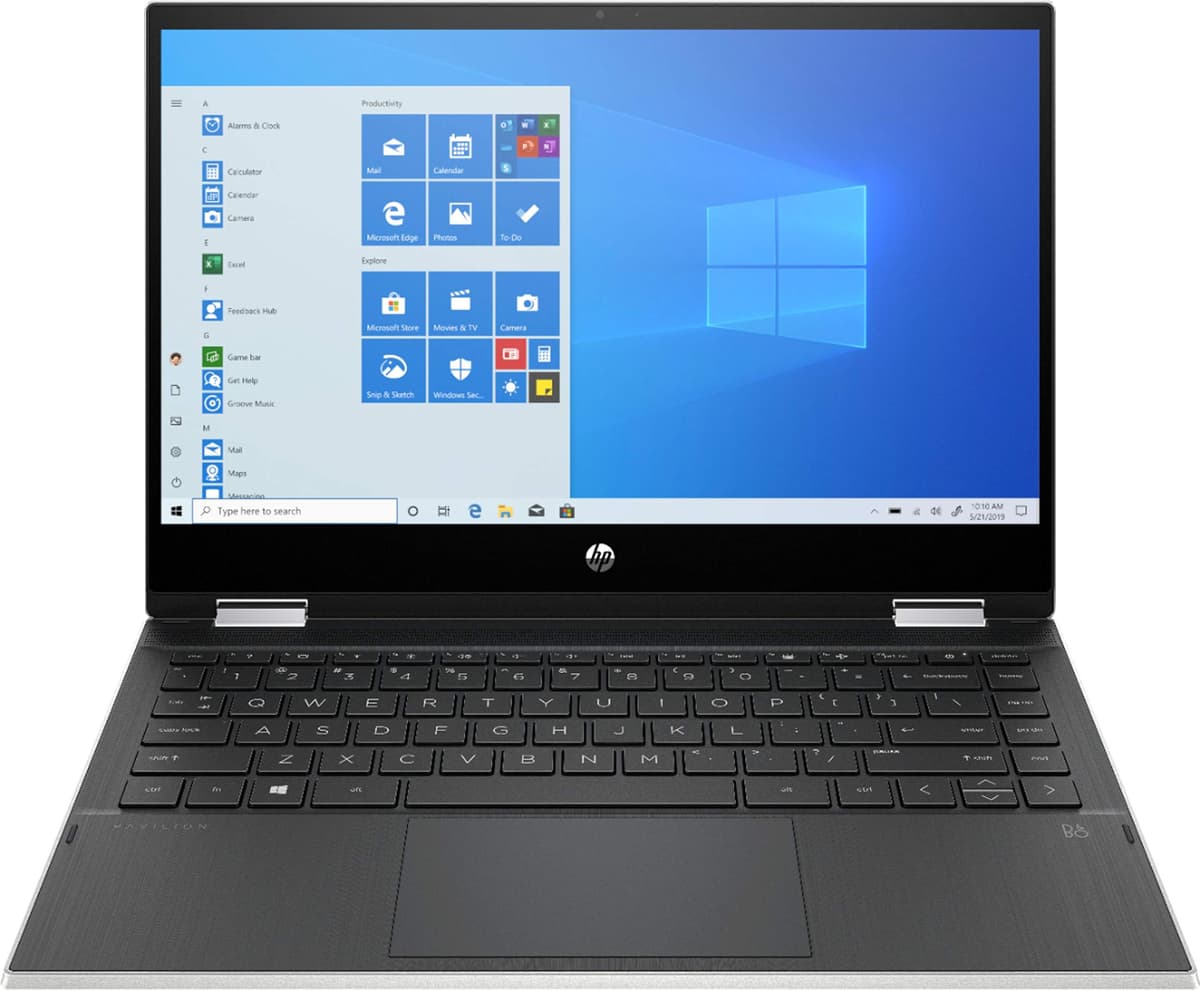 HP Pavilion x360 2 en 1 portátil táctil HD de 14", Intel Core i3-1005G1, HDMI, USB-C, Wi-Fi, webcam, Bluetooth, plateado natural, Intel UHD Graphics, Windows 10 Home en modo S (8 GB RAM | 128 GB SSD)