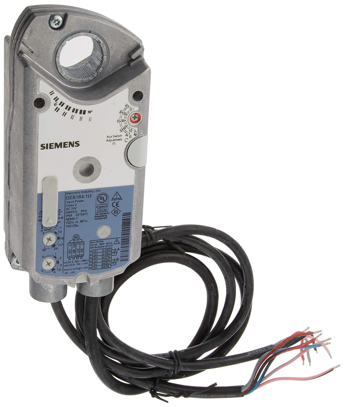 Siemens GEB164.1U Actuador eléctrico Open Air 24V 132 lb-in ajustable