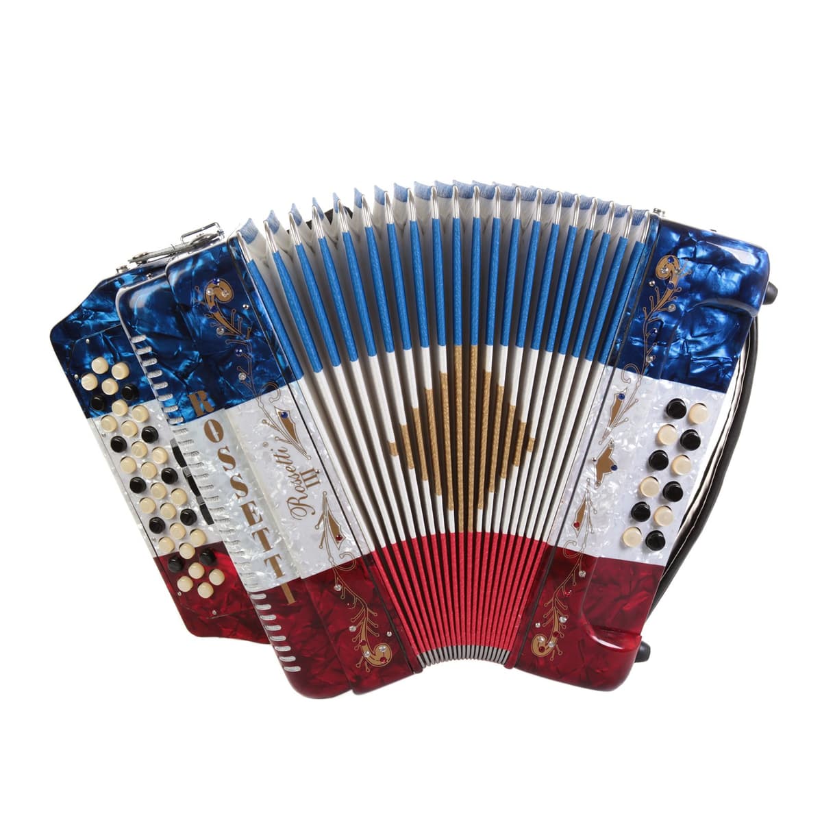 Acordeón Diatónico Rossetti 34 Teclas 12 Bajos 3 Switches GCF USA ROS3412-GCF-USA
