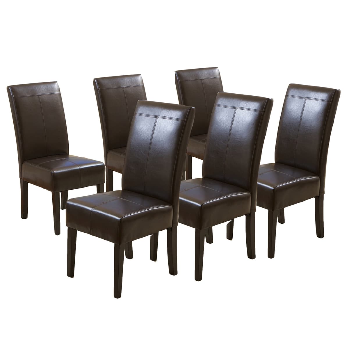 GDFStudio Christopher Knight Home Pertica T-Stitch Leather Dining Chairs, Set de 6, Chocolate Brown 298863