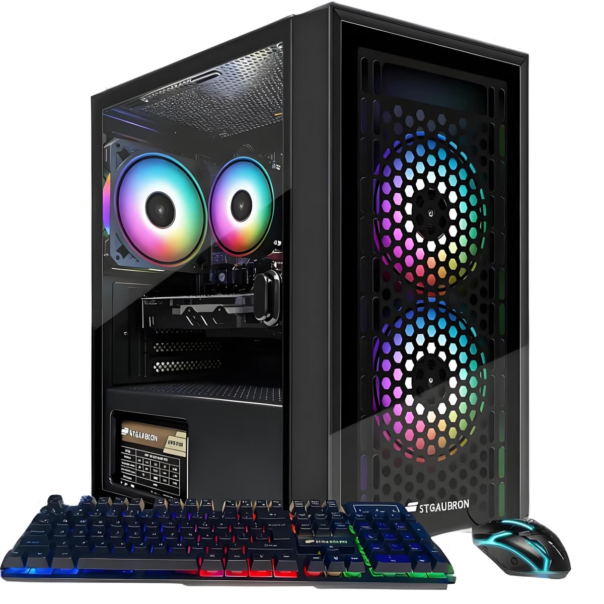PC de Escritorio Gaming STGAubron, Radeon RX 560 4GB GDDR5, Intel Core i5 hasta 3.6 GHz, 16 GB RAM, 512 GB SSD, WiFi 6, BT 5.0, 3 Ventiladores RGB, Windows 11 Home ABR0122