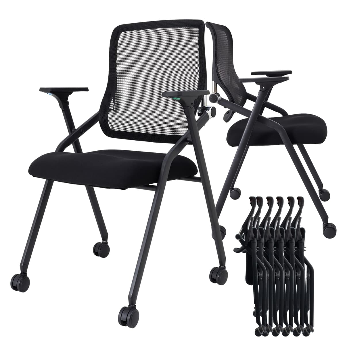 BROBRIYO 20-Pack sillas apilables y plegables para sala de conferencias con soporte lumbar BRY-001-01