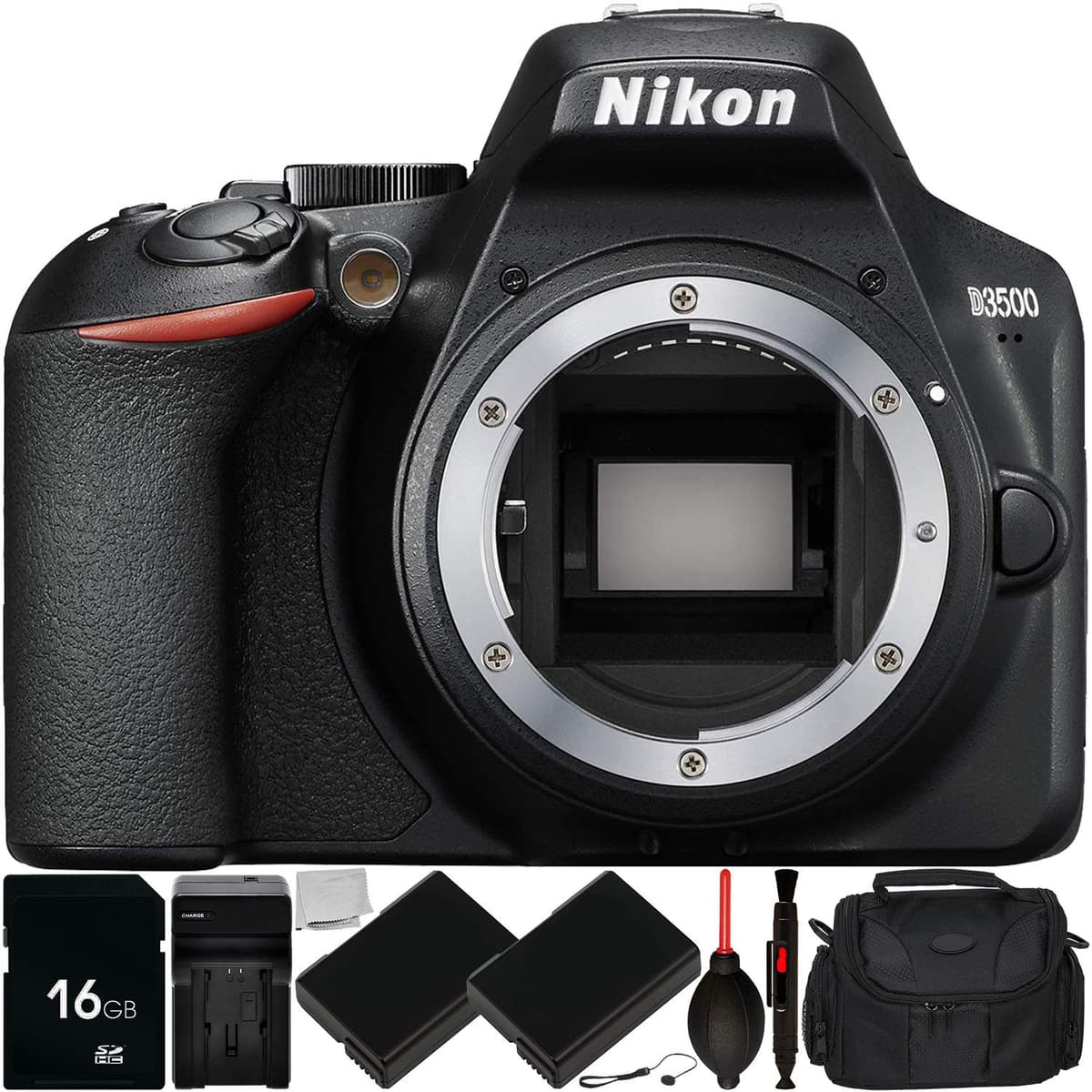 Nikon D3500 Cuerpo - Kit reacondicionado con accesorios (16GB, baterías de repuesto y cargador) NKD3500BDYPRO1