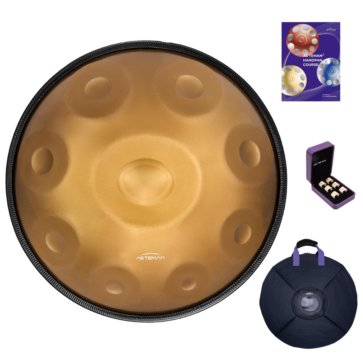 AS TEMAN HANDPAN Drum Re menor 9 notas 22" 432Hz con acabado dorado