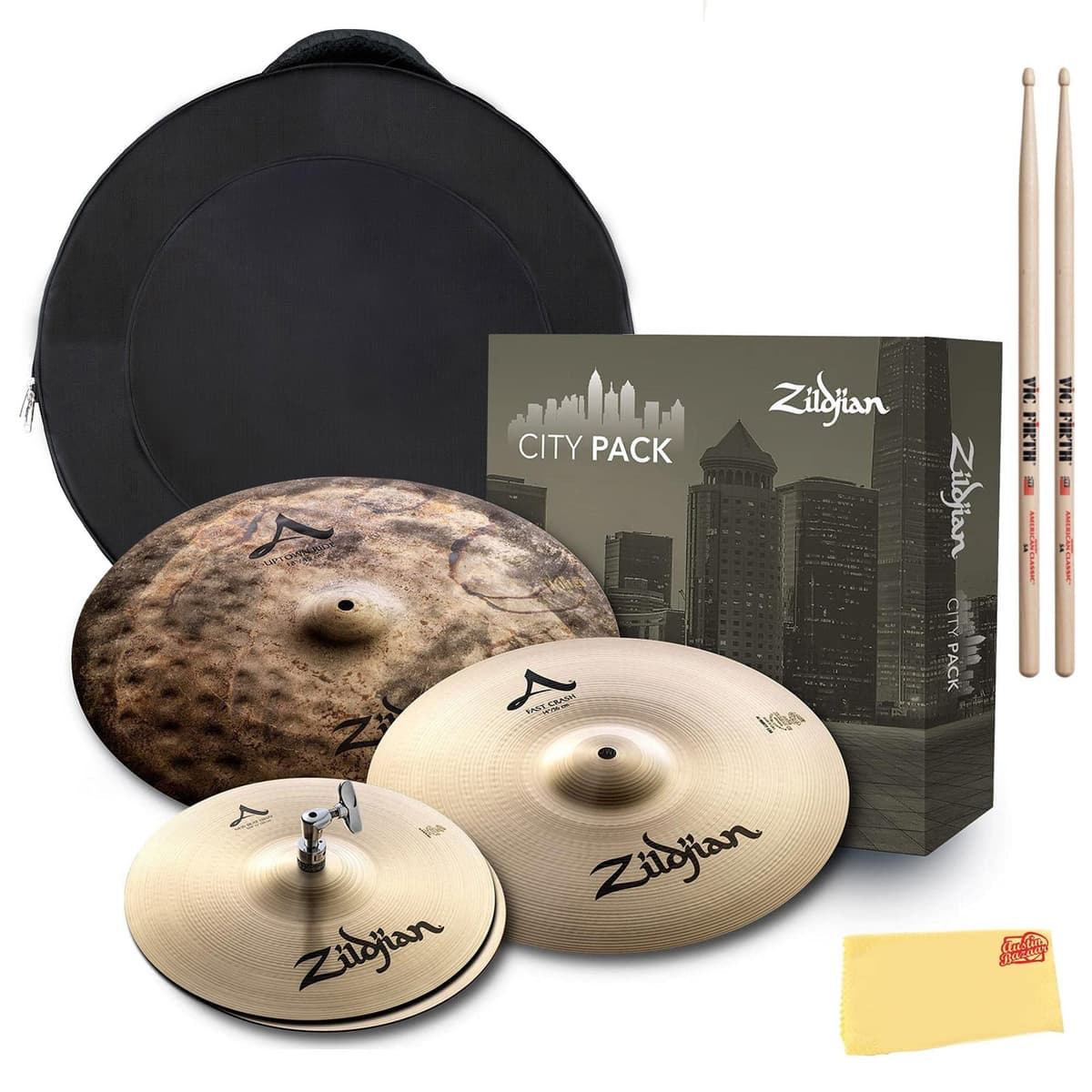 Zildjian A City Pack - 12"/14"/18" (City Cymbal Pack) con accesorios ACITYP248-COMBO-DLX-V2